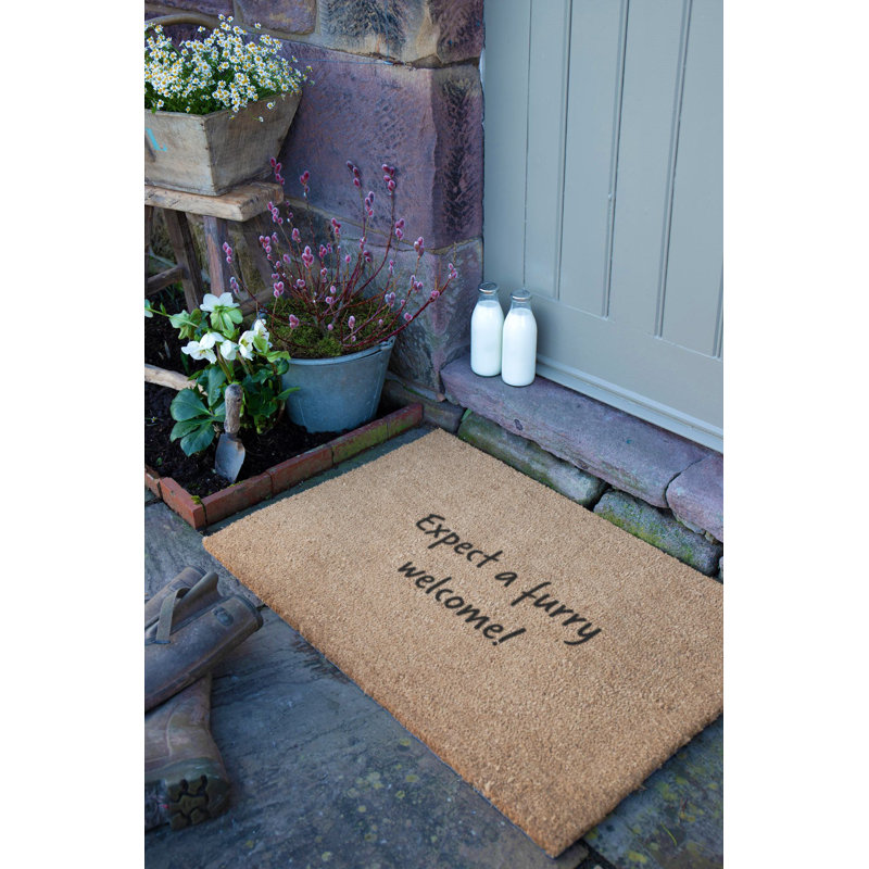 Expect a furry welcome Coir Doormat, 90cm W x 60cm L