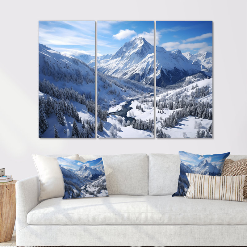 Pine Valley Winter Mountain Landscape V - Art mural paysage d'hiver, Toile tendue, H 40 po x l 61 po x P 1 po