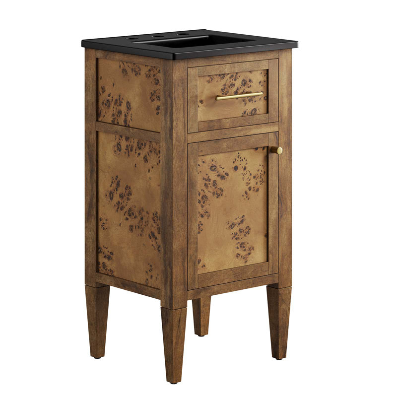 Modway Elysian Free Standing Single Bathroom Vanity with Manufactured Wood Top, Brown, Black