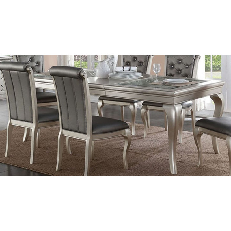 Marfayyi 42 " Extendable Rectangular Glass Top Dining Table