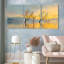 «Sunset Lake Trees Reflection», reproduction d'art sur toile tendue sur toile (ensemble de 3)-1238537577