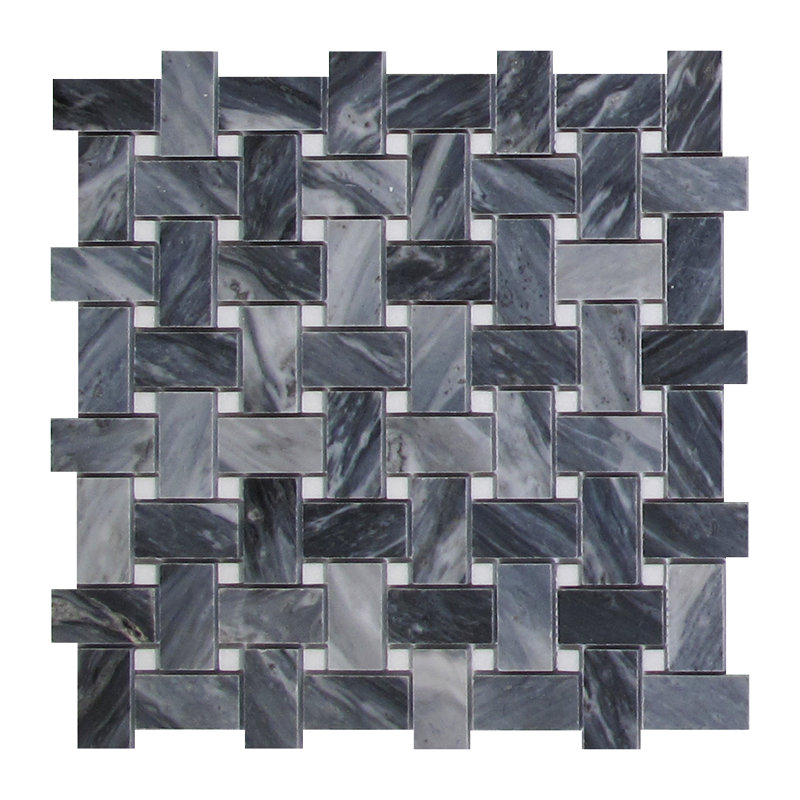 Bardiglio 1" x 2" Marble Basketweave Mosaic Wall & Floor Tile