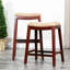 Tabouret de bar de 30 po avec assise en cuir de cerisier et en os, de conception confortable et chic-64421847-64421846