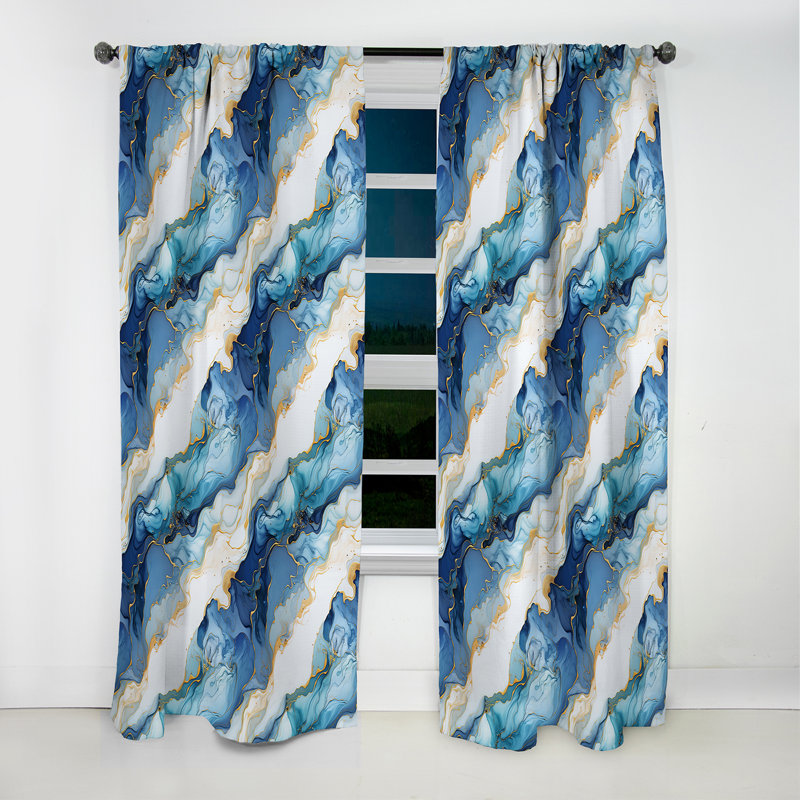 Rideau occultant en marbre Coastal Blue Elegant Marble Shore II - Abstract, L 52 po x L 90 po