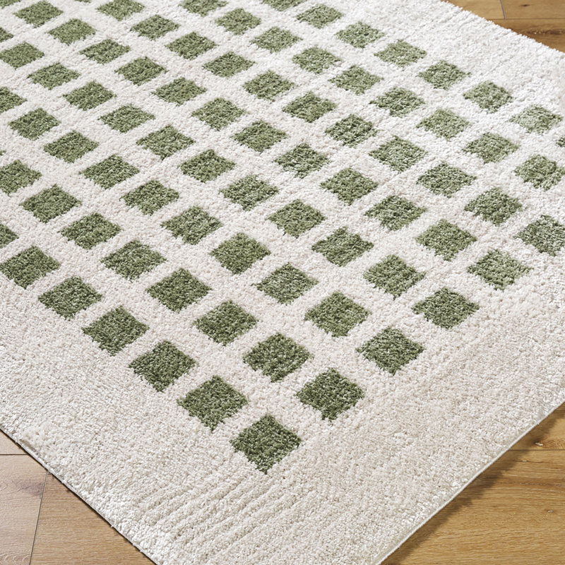 Machine Washable Shaggy Boho Grass Green Area Rug, Rectangle 140 x 200cm