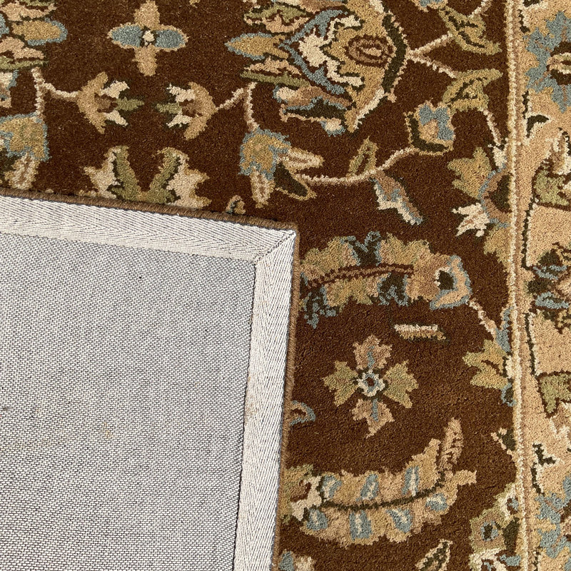 Tapis brun / beige en laine touffeté à la main Indo, Rectangle 4 pi x 6 pi
