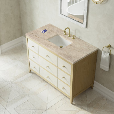 Meuble-lavabo simple 48 po avec chargeur Freepower Celeste