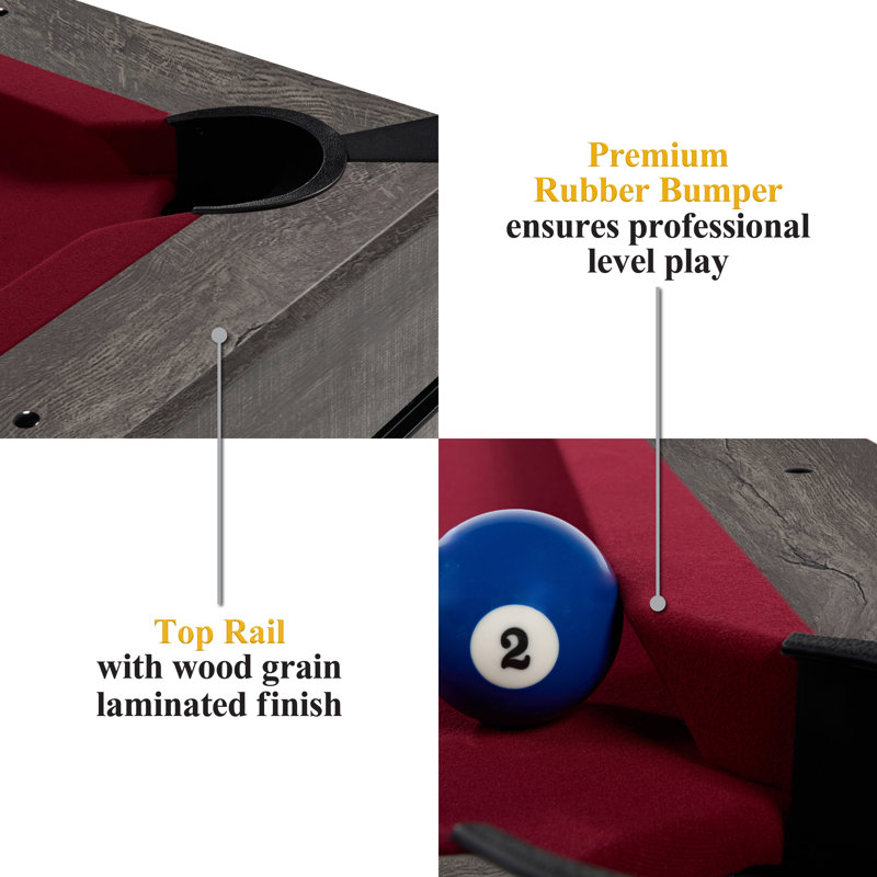 Barrington Billiards Prescott 7' Pool Table, 3-in-1 Dining Top & Table Tennis with Game Accessories & Rolling Storage Caddy