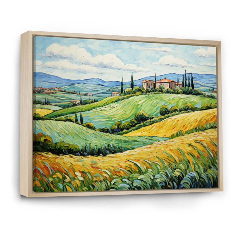 Vangogh Rolling Hills III - Vangogh, reproduction d'art sur toile, H 16 po x l 32 po x P 1 po, Cadre naturel flottant