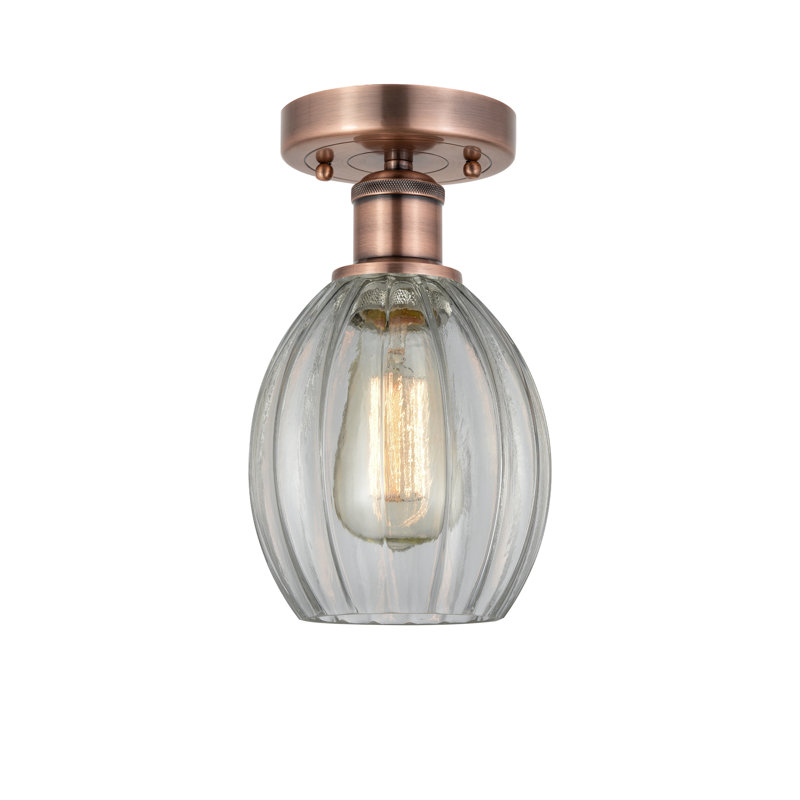 Bolduc Glass Semi Flush Mount, Clear, Antique Copper, 11" H x 3.87" W x 3.87" D