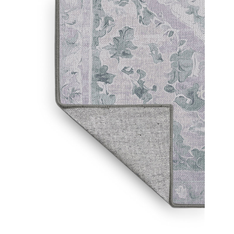 Machine Washable Gray Area Rug, Square 6'