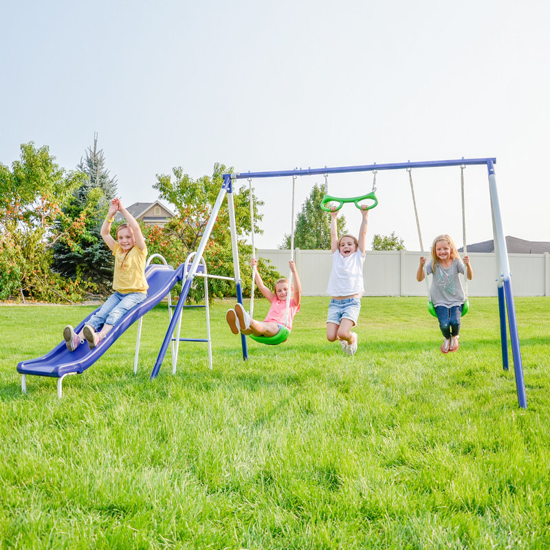 Sportspower Sierra Vista Metal Swing Set with Lifetime Warranty on 5' Double Wall Slide