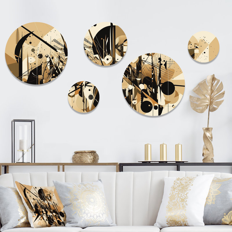 Décoration murale géométrique moderne en métal noir et beige