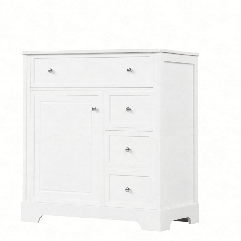 Meuble-lavabo 30 po avec comptoir, meuble-lavabo avec porte et deux tiroirs, planches en panneau de fibres à densité moyenne, bois massif