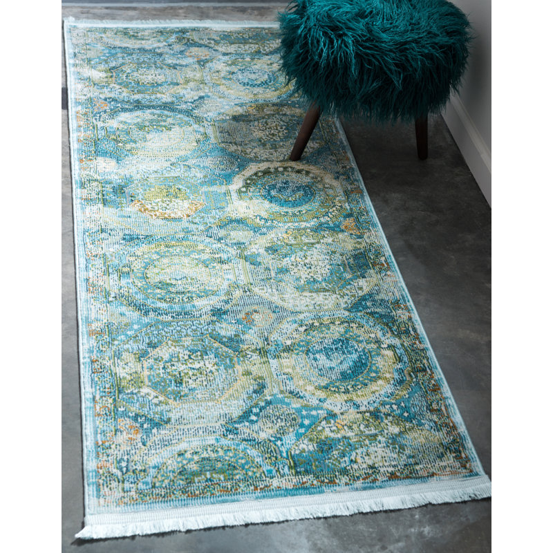 Tapis rose Folmar, Green/Light Blue, Runner 2'2" x 6'1"