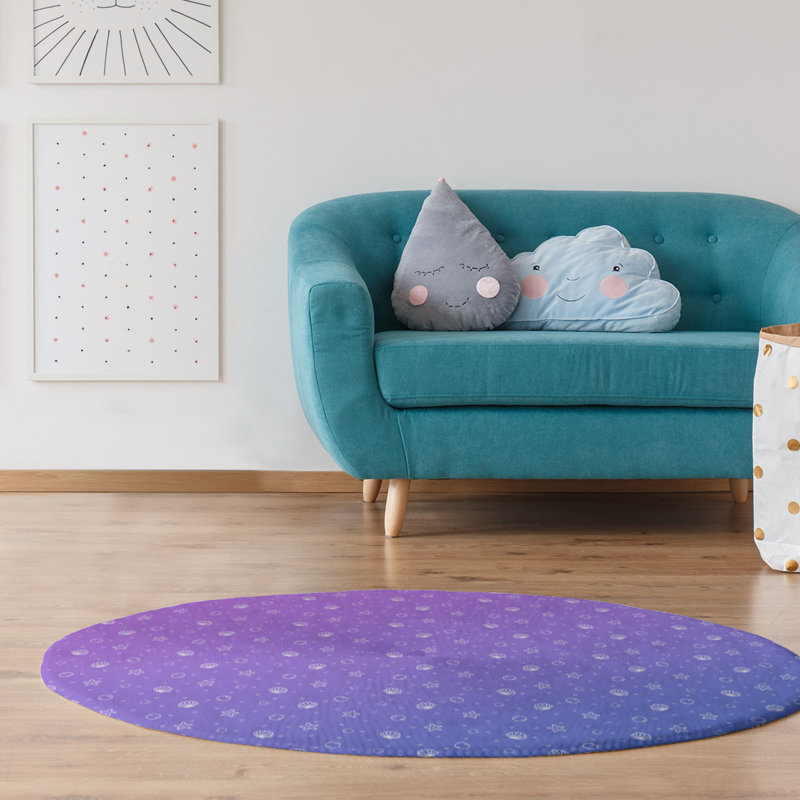Tapis de zone mauve coquillage, Rond 5 pi