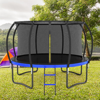 Grand trampoline extérieur 12 pi avec filet de sécurité intérieur, échelle, rembourrage en PVC pour enfants