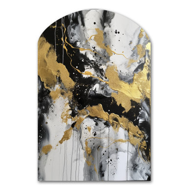 Everly River Happiness, abstrait or noir I - art abstrait en forme d'arche, art mural asymétrique