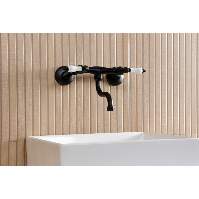 Robinet de salle de bain mural 2 trous Kingston, Noir mat