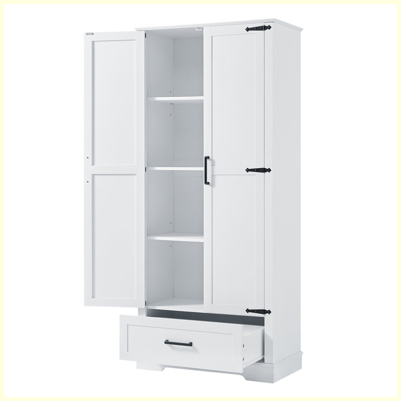 Modern Tall Bathroom Storage Cabinet with Two Doors and One Drawer