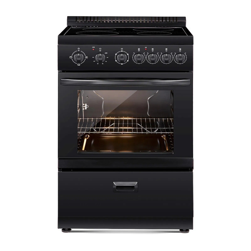 Four électrique 24 pouces, 2,7 pieds cubes Pi. Capacité, 4 brûleurs, cuisinière en acier inoxydable autoportante
