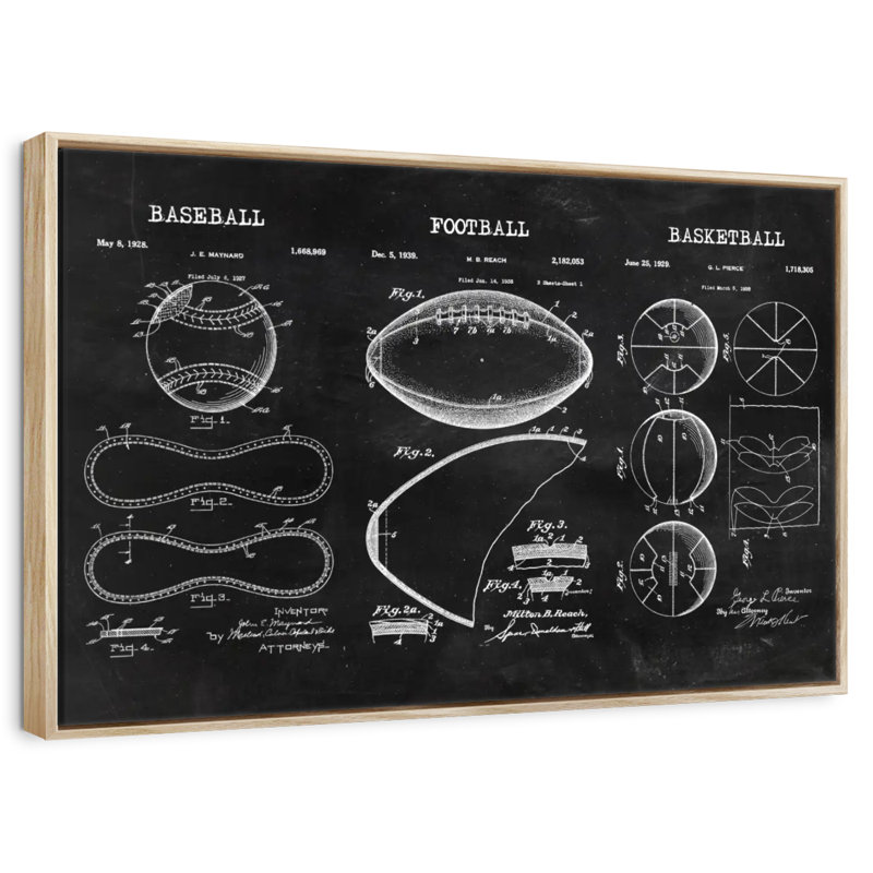 Brendle Balls Compilation BW - brevet, Cadre flottant en bois naturel, 37 po x 25 po