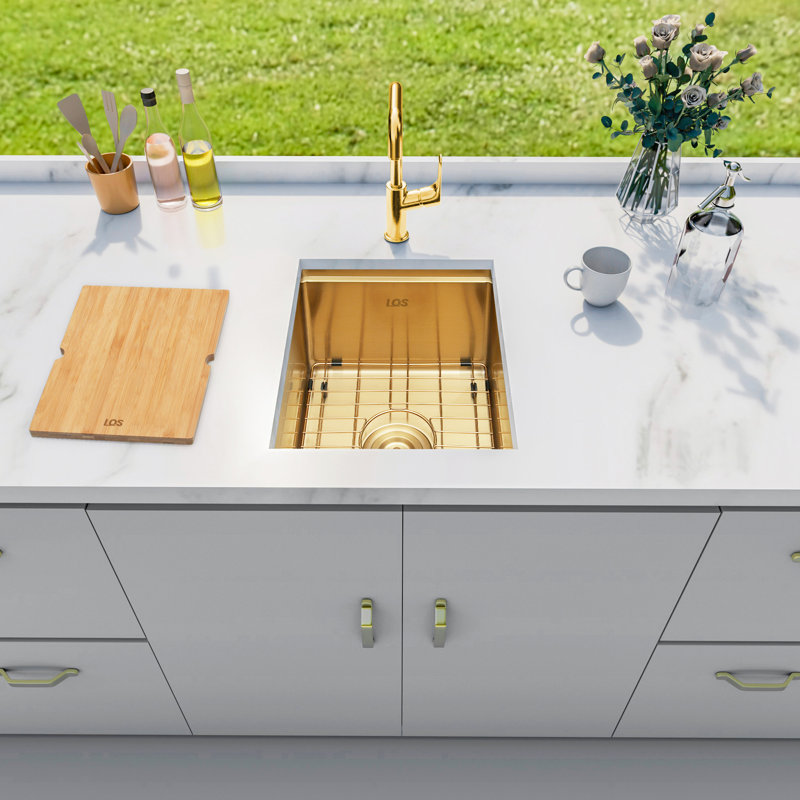 Petit évier de cuisine en acier inoxydable LQS L 15 po x l 17 po