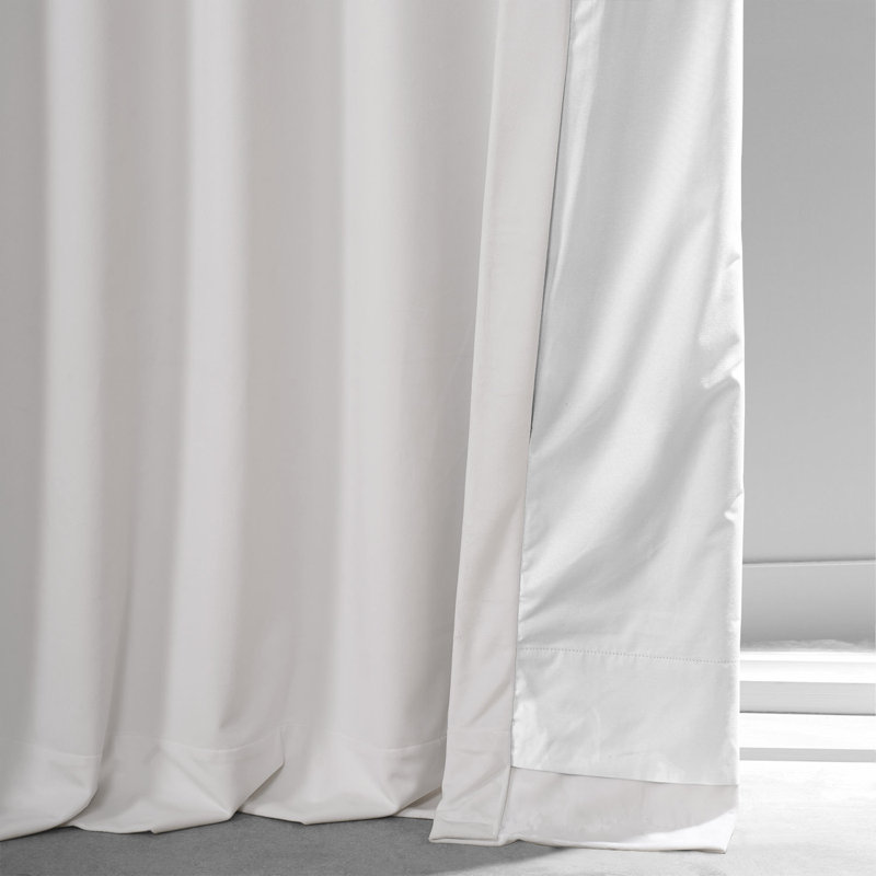 Loria Plush Velvet 100% Blackout Curtains For Bedroom, Living Room - Single Panel, 50" W x 96" L, Misty White