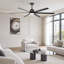 Ventilateur de plafond 72 po avec éclairage intérieur / extérieur - DEL 3 couleurs, moteur CC réversible à 6 vitesses, pales en aluminium noir mat-133678599