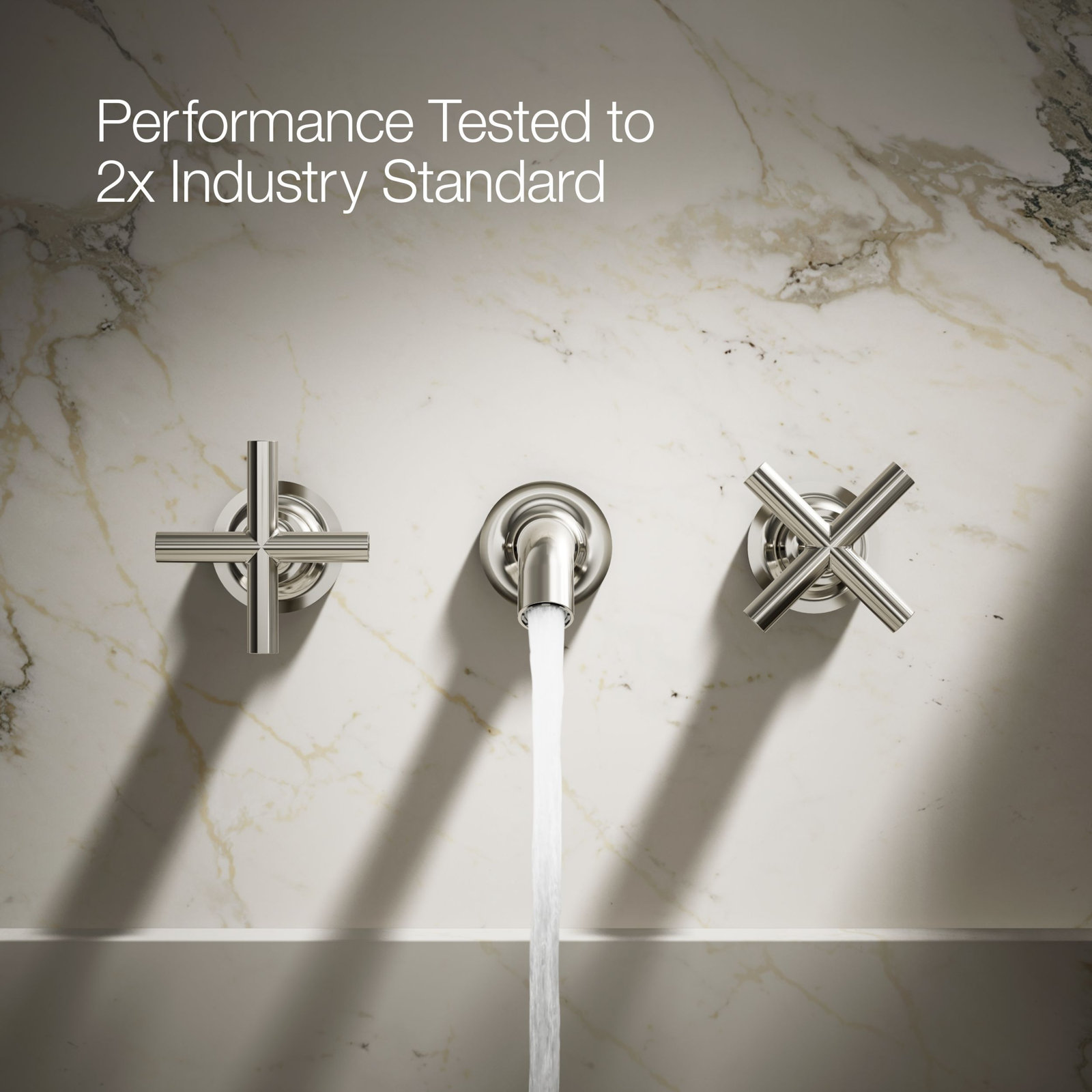 Purist Wall-Mounted Bathroom Faucet, Vibrant Polished Nickel, Cross Handle