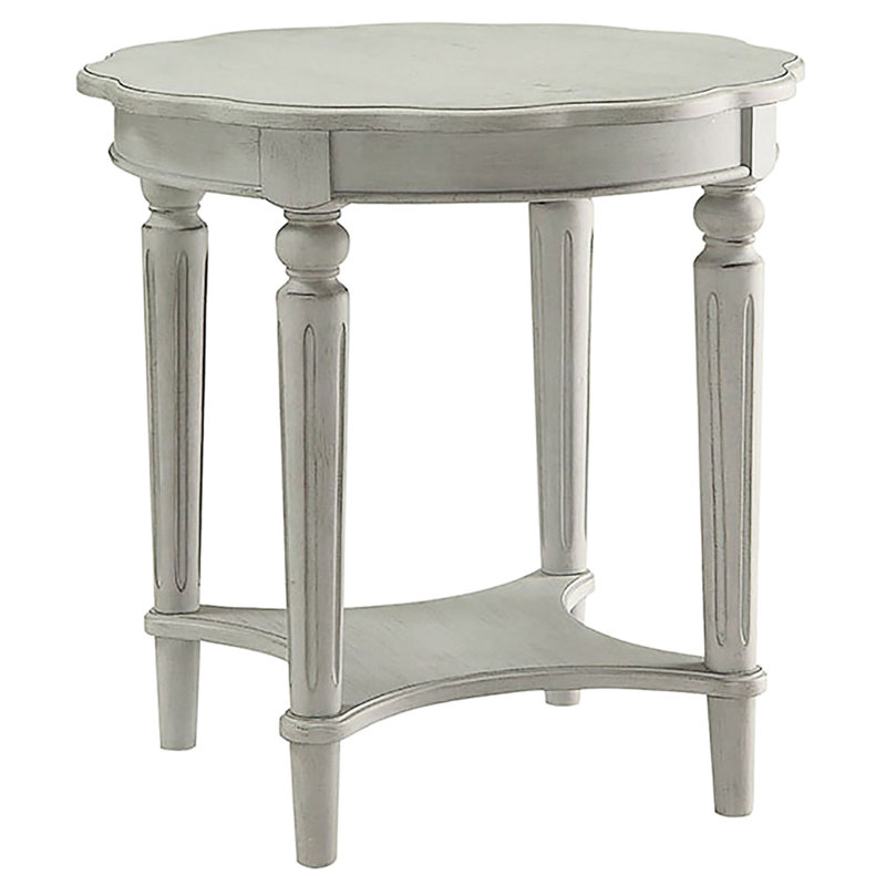 Table de bout antique en ardoise avec tablette inférieure - Décoration de chambre à coucher de style rustique