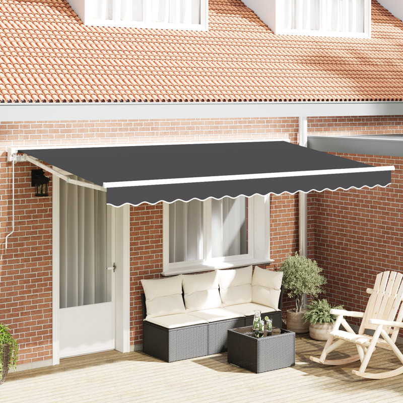 17 Stories Polyester Patio Awning, 381.5 cm W x 194 cm D, Anthracite