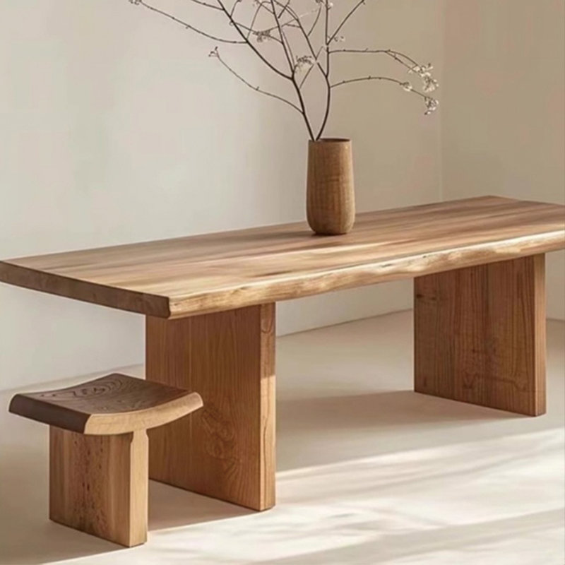 Warm solid wood dining table