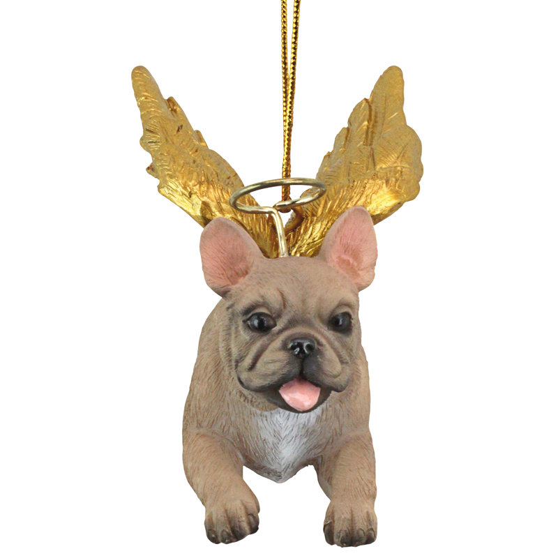 French Bull Dog Angel Holiday Ornament