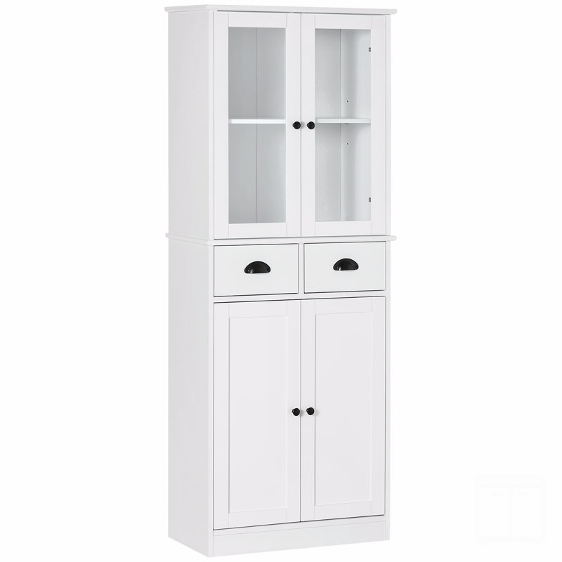 Garde-manger autoportant de 61 po, armoire de rangement de style traditionnel avec portes à fermeture douce, tablettes réglables et 2 tiroirs