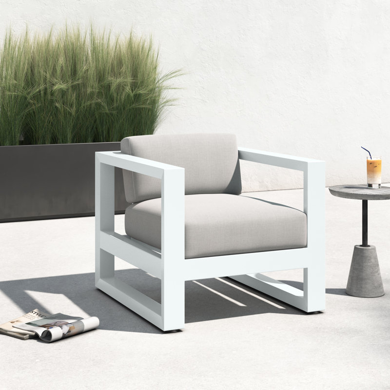 Camela Aluminum Outdoor Lounge Chair with Sunbrella® Cushions, Cast Silver Sunbrella®