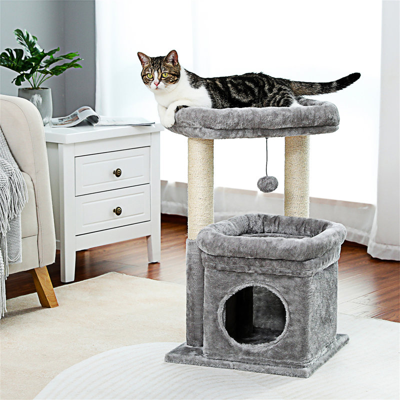 Tour d'intérieur pour chat en sisal naturel, Gris