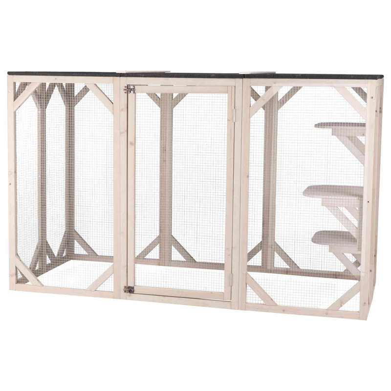 Outdoor Catio de TRIXIE ‑ enclos pour chat de type maisonnette avec toit, grand parc pour courir et plateformes