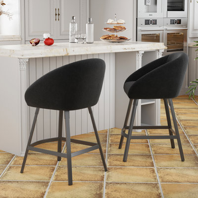 Ensemble de 2 tabourets de bar, tabouret de bar rembourré avec dossier, tabourets de bar à hauteur de comptoir de 27 pouces de hauteur pour îlot de cuisine
