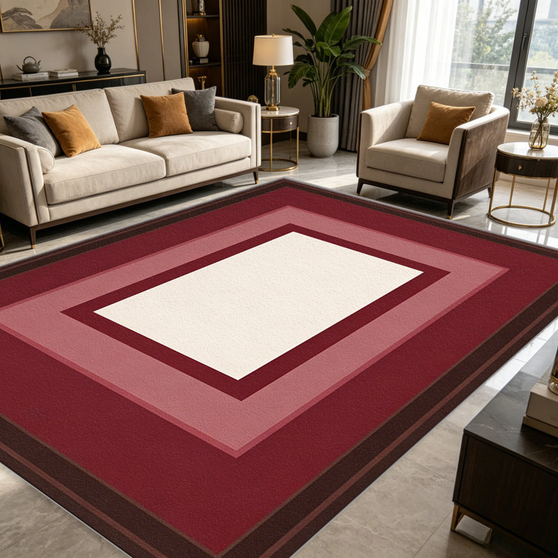 Red and Pink Multi Border carpet-easy to clean, machine-washable, soft and comfortable; suitable for door mats, kitchens, living rooms, bedrooms, corridors, and laundry areas. Easy to clean, durable carpet for home decoration.