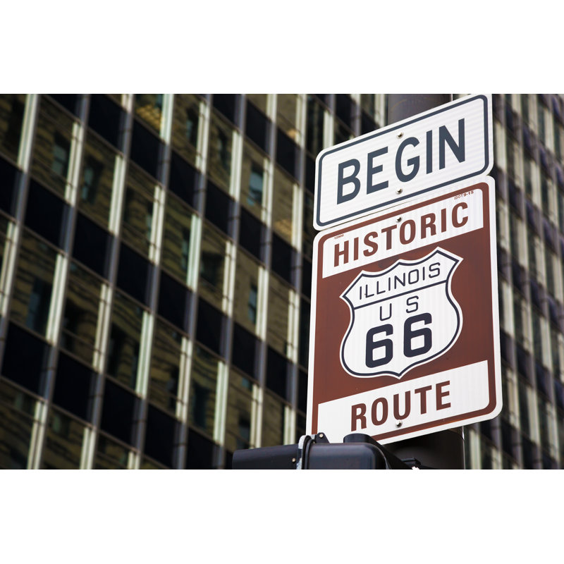 Begin Of Route 66 In Chicago by Manakin - Wrapped Canvas Print, 30cm H x 46cm W x 3.8cm D