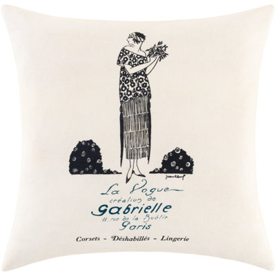  Cotton Toile 18'' Throw Pillow Cover