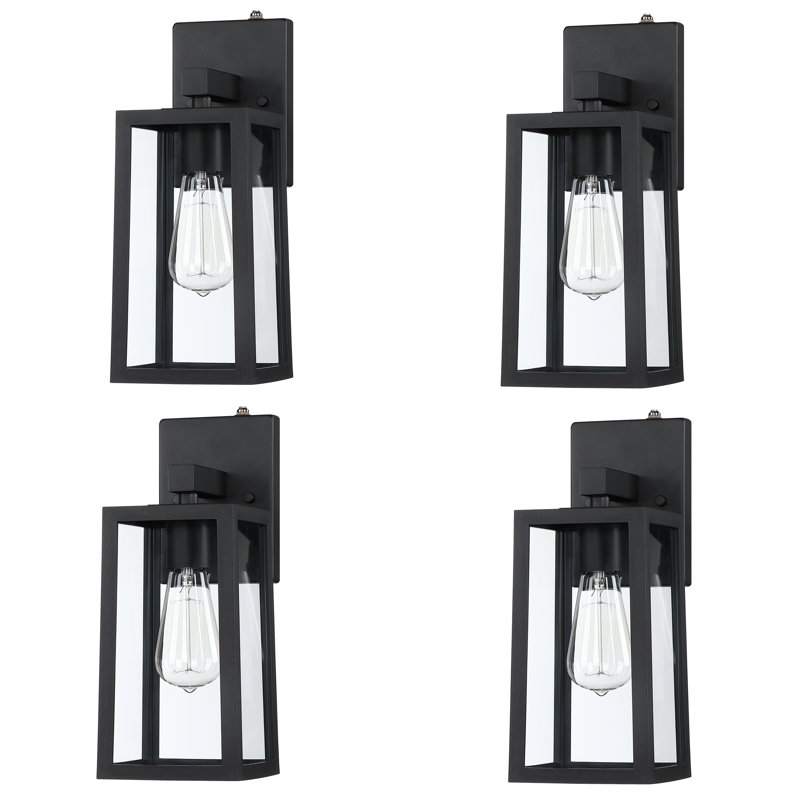 Ensemble de 4 appliques murales d'extérieur avec soleil levant noir Artavius