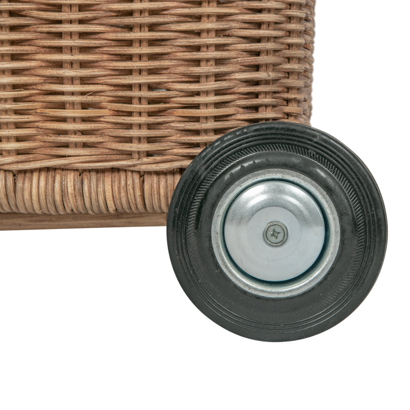 Panier en osier avec roulettes, brun foncé