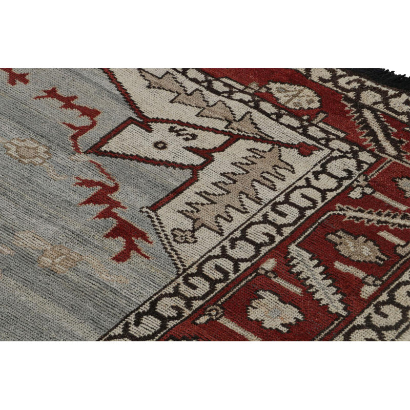 Burano Hand Knotted Wool Geometric Area Rug, Rectangle 4' x 5'