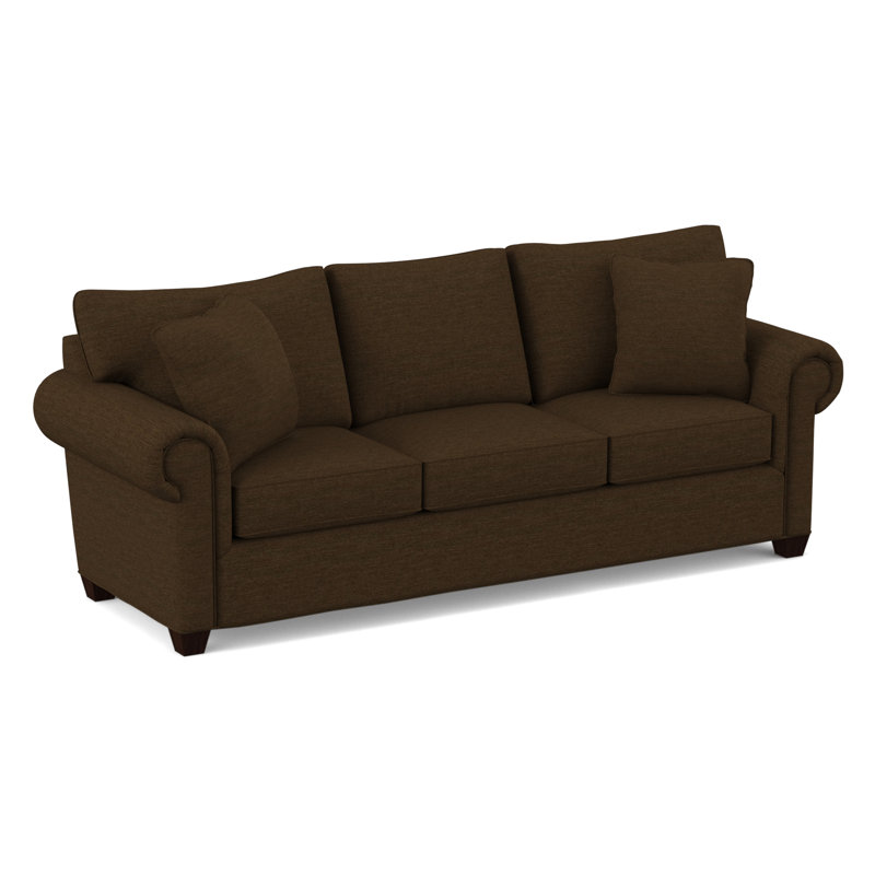 Grace 86" Round Arm Sofa with Reversible Cushions, Antic Chocolate