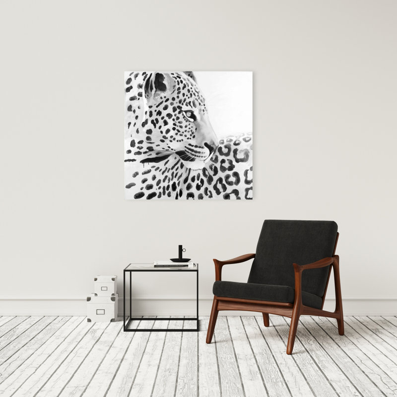 Magnifique toile léopard | Art animalier blanc pour le décor de la chambre à coucher