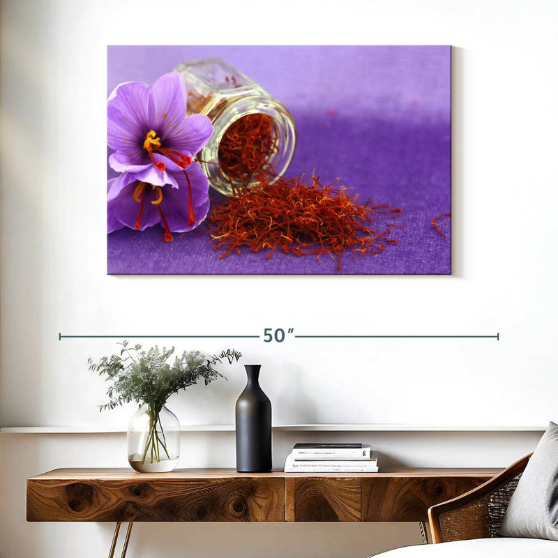 Safran et fleurs, H 26 po x l 39 po
