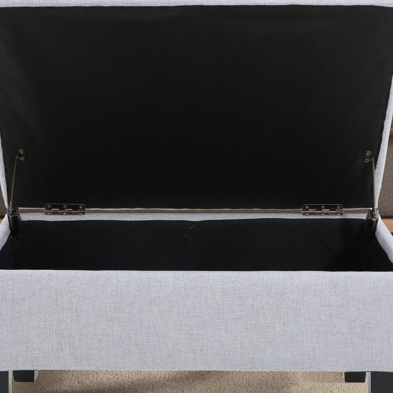 28" W Upholstered Storage Ottoman, Light Gray