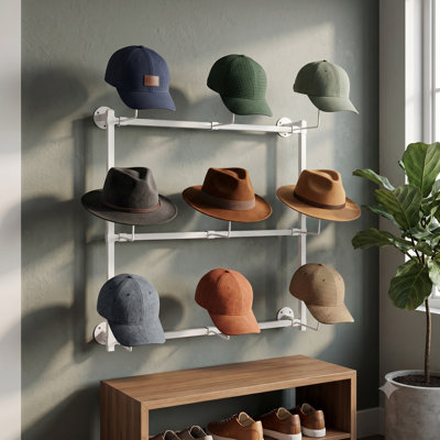 3 Tier Hat Display Rack Wall Mounted Hat Organizer for Baseball Cap Cowboy Hat Storage Entryway Closet